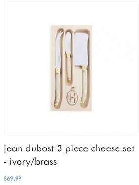 Jean Dubost 3-Piece Cheese Knife Set - Ivory/Brass